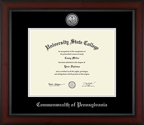 Commonwealth of Pennsylvania - Officially Licensed - Silver Embossed Official State Seal Document Frame - Certificate Size 11" x 8.5"