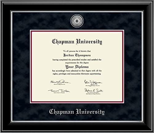 Church Hill Classics Chapman University - Silver Engraved Medallion - Featuring Onyx Silver Moulding - Officially Licensed - Diploma Size 11" x 8.5"