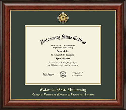 Colorado State University College of Veterinary Medicine & Biomedical Sciences - Officially Licensed - Gold Medallion Diploma Frame - Document Size 11" x 8.5"