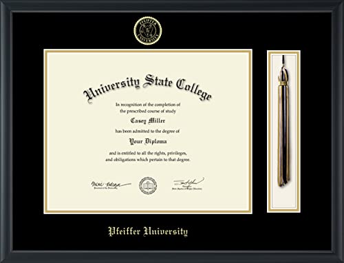 Pfeiffer University - Officially Licensed - Gold Embossed Tassel Diploma Frame - Document Size 14" x 11"