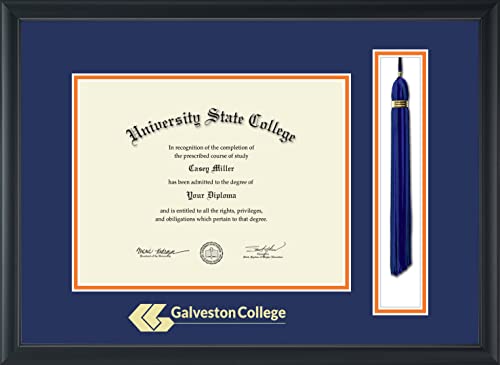 Galveston College - Officially Licensed - Gold Embossed Tassel Diploma Frame - Document Size 11" x 8.5"