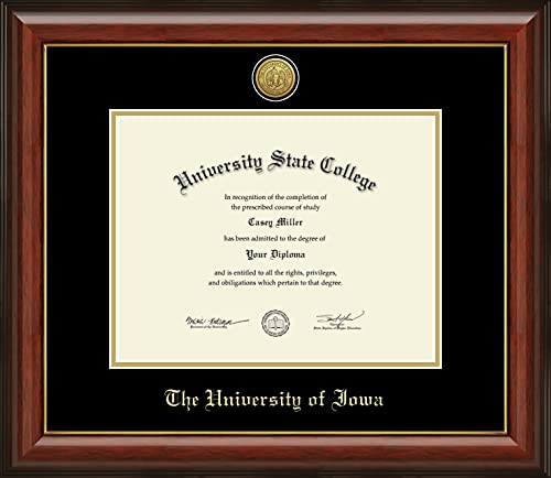 Framerly For The University of Iowa - Officially Licensed - Gold Medallion Diploma Frame - Document Size 11" x 8.5"