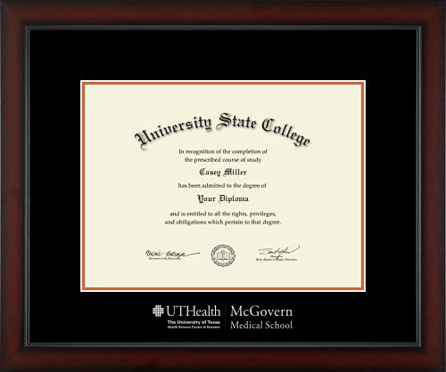 University of Texas Health Science Center at Houston McGovern Medical School - Officially Licensed - Silver Embossed Diploma Frame - Document Size 16.25" x 12"