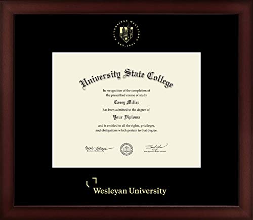 Wesleyan University - Officially Licensed - Gold Embossed Diploma Frame - Document Size 9" x 7"