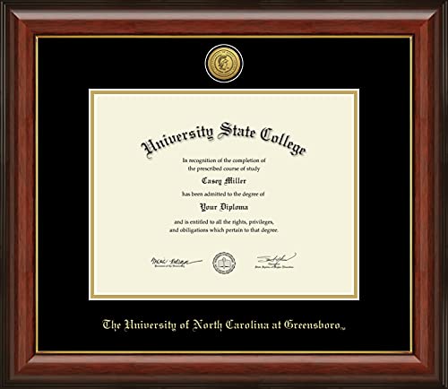 Framerly For The University of North Carolina Greensboro - Officially Licensed - Gold Medallion Diploma Frame - Document Size 11" x 8.5"