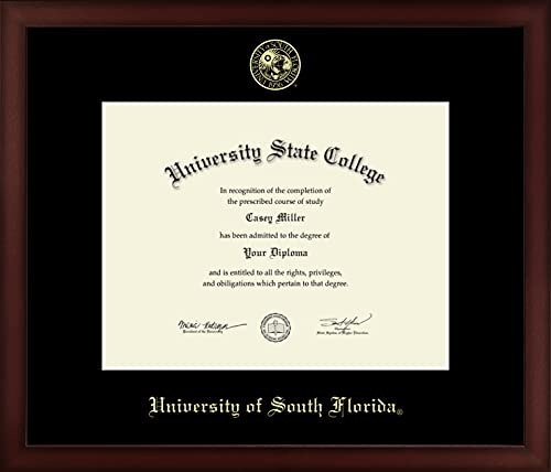 University of South Florida - Officially Licensed - Gold Embossed Diploma Frame - Document Size 11" x 8.5"