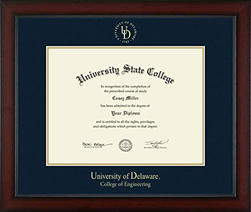 University of Delaware College of Engineering - Officially Licensed - Gold Embossed Diploma Frame - Document Size 16" x 12"