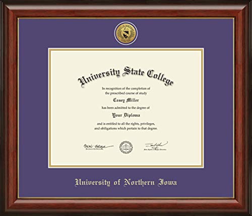 University of Northern Iowa - Officially Licensed - Master's - Gold Medallion Diploma Frame - Document Size 13" x 10"