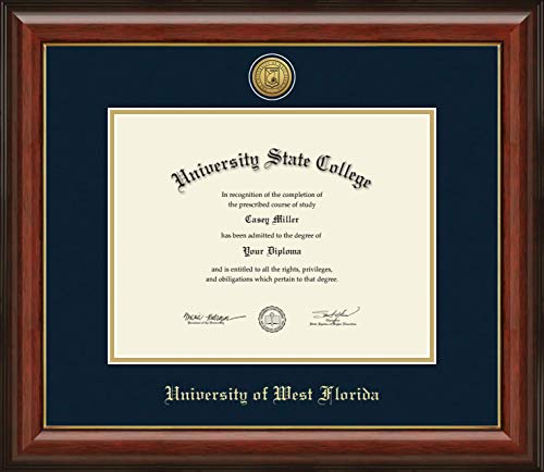 University of West Florida - Officially Licensed - Gold Medallion Diploma Frame - Document Size 11" x 8.5"