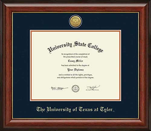 The University of Texas at Tyler - Officially Licensed - Gold Medallion Diploma Frame - Document Size 11" x 8.5"