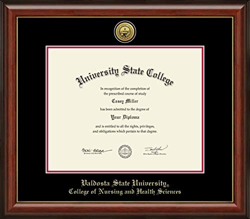 Valdosta State University College of Nursing and Health Sciences - Officially Licensed - Gold Medallion Diploma Frame - Document Size 15" x 12"