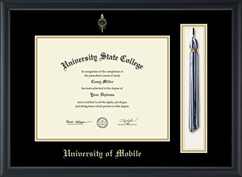 University of Mobile - Officially Licensed - Gold Embossed Tassel Diploma Frame - Document Size 11" x 8.5"