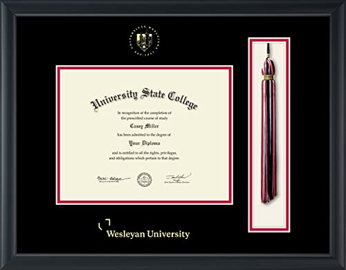 Wesleyan University - Officially Licensed - Gold Embossed Tassel Diploma Frame - Document Size 9" x 7"