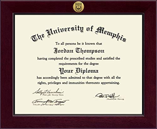 Church Hill Classics The University of Memphis - Gold Engraved Medallion - Featuring Cordova Moulding - Officially Licensed - Diploma Size 14" x 11"