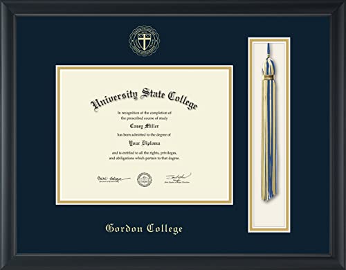 Gordon College in Massachusetts - Officially Licensed - Gold Embossed Tassel Diploma Frame - Document Size 9" x 7"