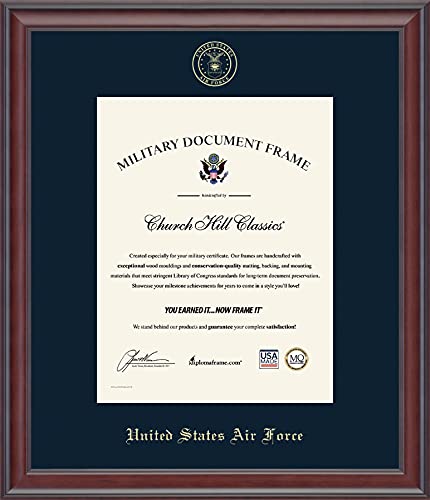 Church Hill Classics United States Air Force Certificate Frame - Featuring Studio Moulding - Vertical Orientation - Officially Licensed - Document Size 8.5" x 11"