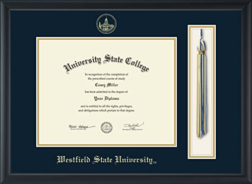 Westfield State University - Officially Licensed - Gold Embossed Tassel Diploma Frame - Document Size 11" x 8.5"