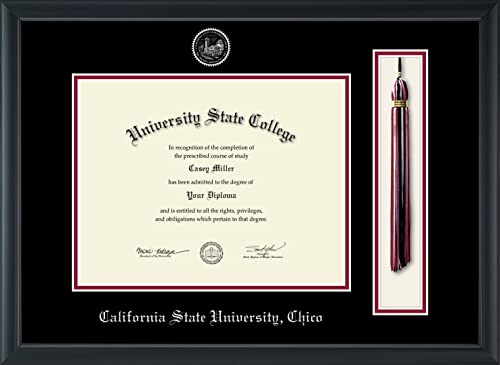 California State University Chico - Officially Licensed - Silver Embossed Tassel Diploma Frame - Document Size 11" x 8.5"