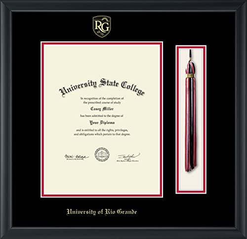 University of Rio Grande - Officially Licensed - Gold Embossed Tassel Diploma Frame - Document Size 8.5" x 11"