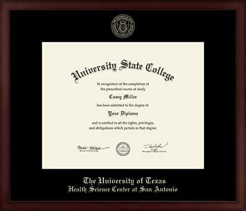 University of Texas Health Science Center at San Antonio - Officially Licensed - Gold Embossed Diploma Frame - Document Size 14" x 11"