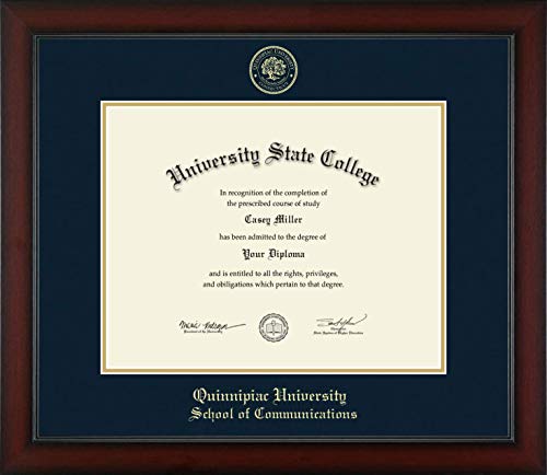 Quinnipiac University School of Communications - Officially Licensed - Master's - Gold Embossed Diploma Frame - Document Size 14" x 11"