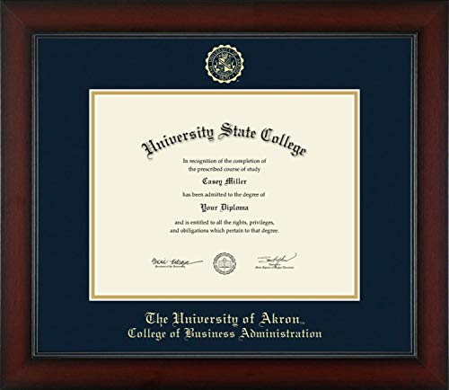 The University of Akron College of Business Administration - Officially Licensed - Gold Embossed Diploma Frame - Document Size 11" x 8.5"