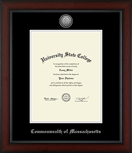 Commonwealth of Massachusetts - Officially Licensed - Silver Embossed Official State Seal Document Frame - Certificate Size 8.5" x 11"