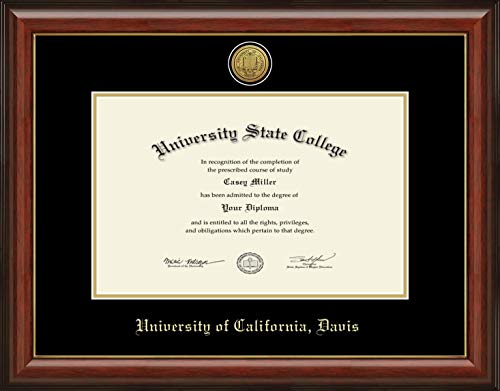 University of California Davis - Officially Licensed - Medical/Law/Veterinary - Gold Medallion Diploma Frame - Document Size 17" x 11"