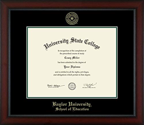 Baylor University School of Education - Officially Licensed - Gold Embossed Diploma Frame - Document Size 14" x 11"