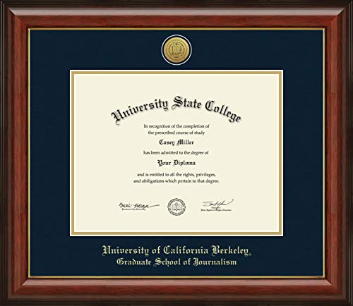 University of California Berkeley Graduate School of Journalism - Officially Licensed - Gold Medallion Diploma Frame - Document Size 11" x 8.5"