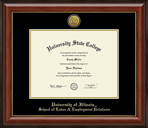 University of Illinois School of Labor and Employment Relations - Officially Licensed - Gold Medallion Diploma Frame - Document Size 11" x 8.5"