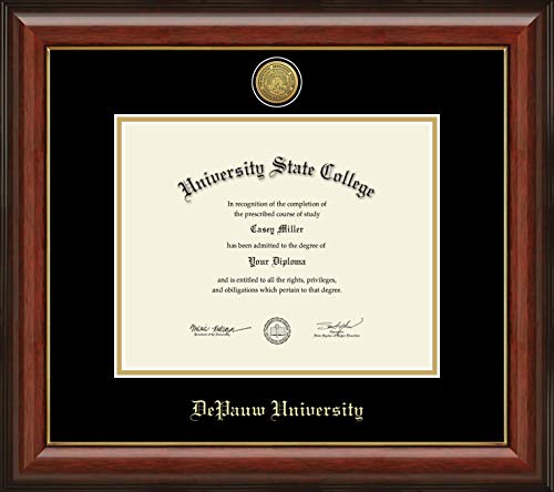 DePauw University - Officially Licensed - Gold Medallion Diploma Frame - Document Size 10" x 8"