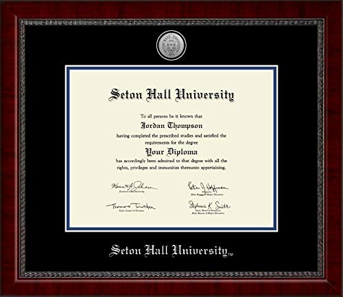 Church Hill Classics Seton Hall University - Silver Engraved Medallion - Featuring Sutton Moulding - Officially Licensed - Diploma Size 11" x 8.5"