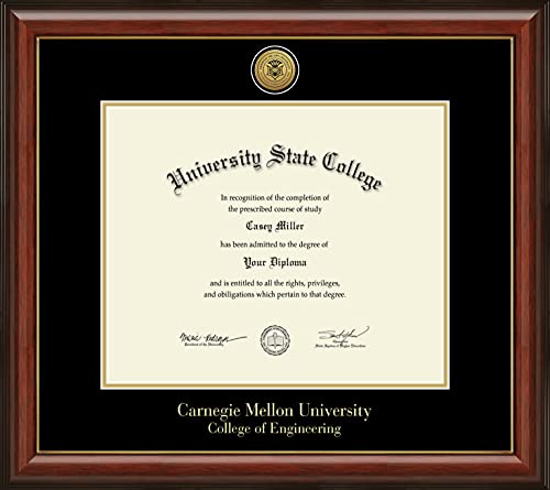 Carnegie Mellon University College of Engineering - Officially Licensed - Gold Medallion Diploma Frame - Document Size 17" x 14"