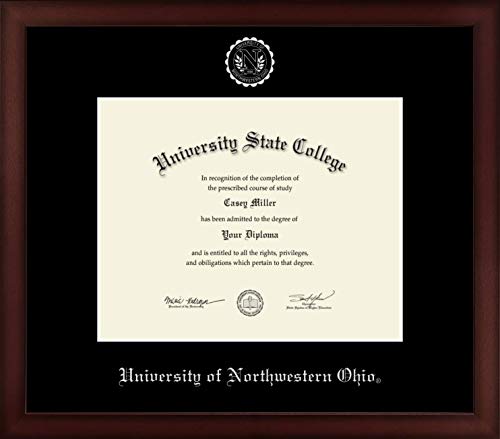 University of Northwestern Ohio - Officially Licensed - Master's - Silver Embossed Diploma Frame - Document Size 10" x 8"