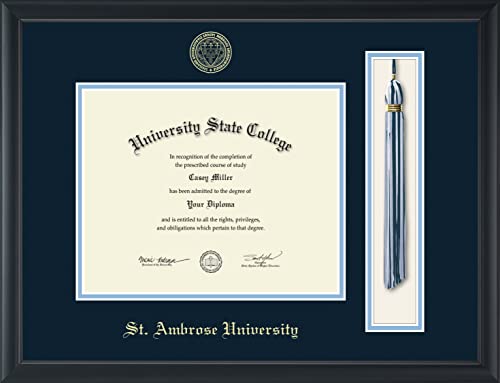 Saint Ambrose University - Officially Licensed - Gold Embossed Tassel Diploma Frame - Document Size 10" x 8"