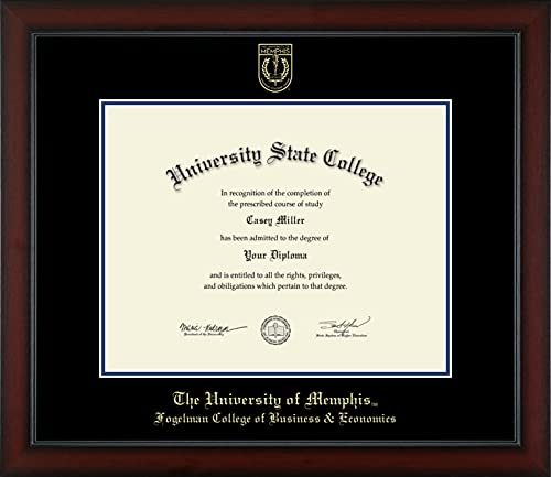 The University of Memphis Fogelman College of Business & Economics - Officially Licensed - Bachelor's/Master's/Pre-2010 PhD - Gold Embossed Diploma Frame - Document Size 14" x 11"