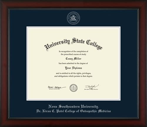 Nova Southeastern University Dr. Kiran C. Patel College of Osteopathic Medicine - Officially Licensed - Silver Embossed Diploma Frame - Document Size 14" x 11"