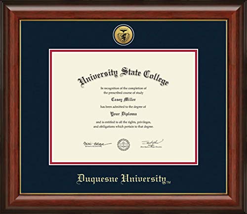 Duquesne University - Officially Licensed - Bachelor's/Master's - Gold Medallion Diploma Frame - Document Size 11" x 8.5"