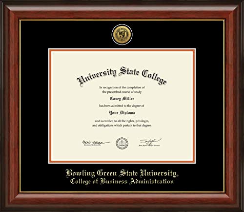 Bowling Green State University College of Business Administration - Officially Licensed - Gold Medallion Diploma Frame - Document Size 11" x 8.5"