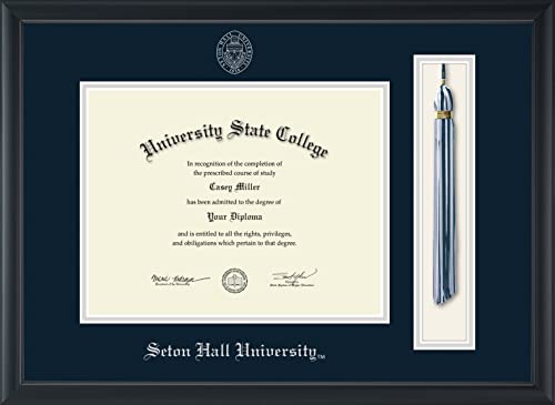 Seton Hall University - Officially Licensed - Silver Embossed Tassel Diploma Frame - Document Size 11" x 8.5"