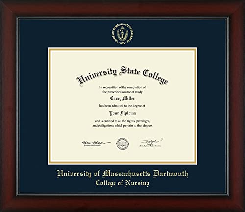 University of Massachusetts Dartmouth College of Nursing - Officially Licensed - Gold Embossed Diploma Frame - Document Size 11" x 8.5"