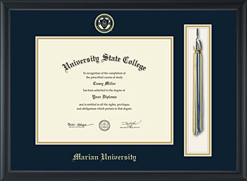 Marian University in Indiana - Officially Licensed - Gold Embossed Tassel Diploma Frame - Document Size 11" x 8.5"