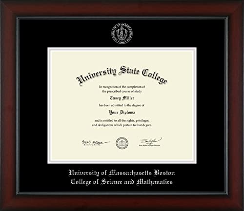 University of Massachusetts Boston College of Science and Mathematics - Officially Licensed - Silver Embossed Diploma Frame - Document Size 11" x 8.5"