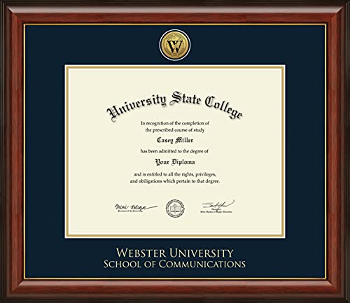 Webster University School of Communications - Officially Licensed - Gold Medallion Diploma Frame - Document Size 13.75" x 10.75"