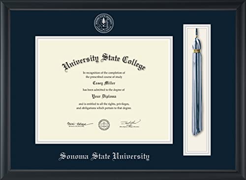 Sonoma State University - Officially Licensed - Silver Embossed Tassel Diploma Frame - Document Size 11" x 8.5"