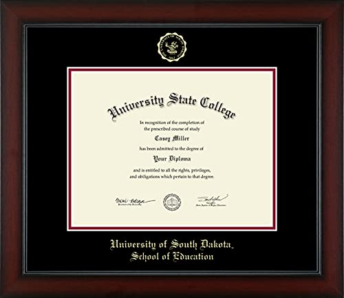 University of South Dakota School of Education - Officially Licensed - Gold Embossed Diploma Frame - Document Size 11" x 8.5"