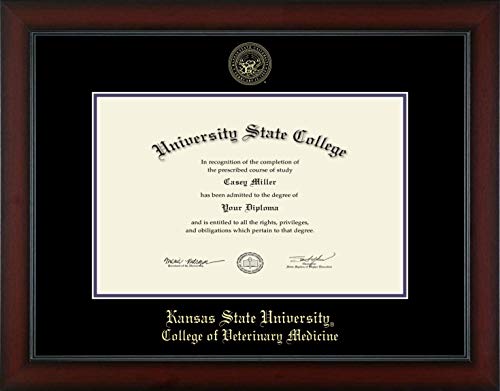 Kansas State University College of Veterinary Medicine - Officially Licensed - Gold Embossed Diploma Frame - Document Size 17" x 11"