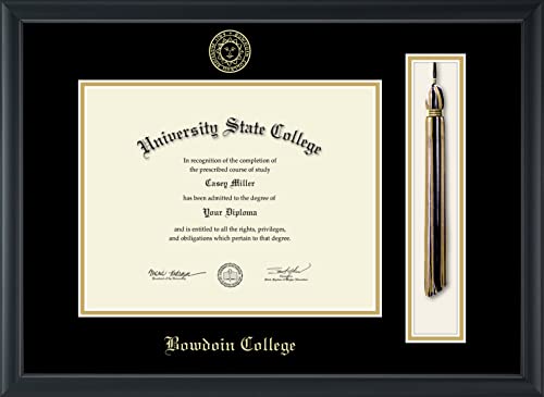 Bowdoin College - Officially Licensed - Gold Embossed Tassel Diploma Frame - Document Size 11" x 8.5"