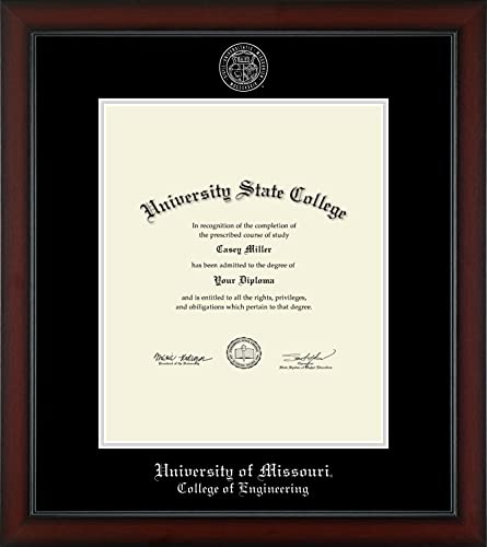 University of Missouri Columbia College of Engineering - Officially Licensed - Pre-Spring 2021 PhD - Silver Embossed Diploma Frame - Document Size 14" x 17"